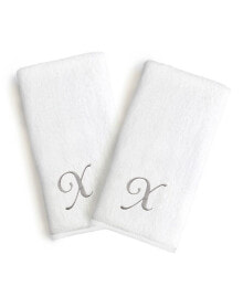 Linum Home linum Gray Font Monogrammed Luxury 100% Turkish Cotton Novelty 2-Piece Hand Towels, 16