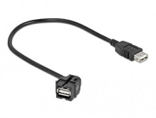 Компьютерный разъем или переходник DeLOCK 86870. Construction type: Flat, Product colour: Black, Connector 1: USB A