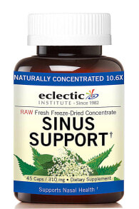 Витамины и БАДы от простуды и гриппа Eclectic Institute Sinus Support Лиофилизированный концентрат для поддержки синуса 310 мг 45 капсул