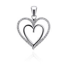 Кулоны и подвески Charming silver heart pendant with zircons PT13W