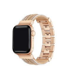 Posh Tech men's and Women's Gold-Tone Brown Jewelry Band for Apple Watch 42mm