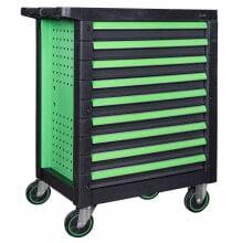 JBM Tool cart 9 equal drawers green - empty