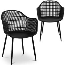 Openwork bucket chair for restaurant house up to 150 kg, 2 pcs. Black