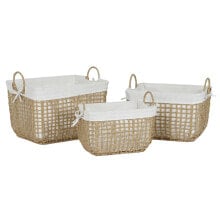 Basket set Home ESPRIT White Natural Metal Modern 45 x 34 x 36 cm (3 Pieces)