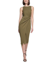 Twist-Front Scuba-Crepe Sheath Dress