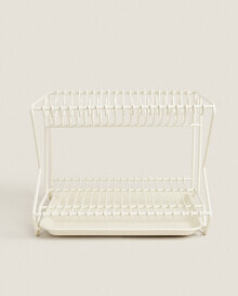 Metal dish drainer with tray