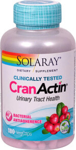 Растительные экстракты и настойки Solaray CranActin Растительный клюквенный порошок  для поддержки здоровья мочевыводящих путей 180 растительных капсул