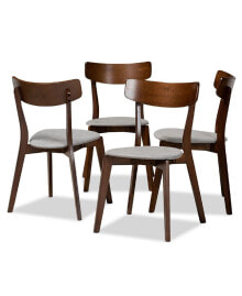 Baxton Studio iora Mid-Century Modern Transitional Fabric Upholstered 4 Piece Dining Chair Set