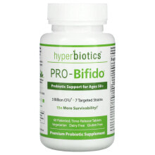 Пребиотики и пробиотики Hyperbiotics, "ПРО-бифидо", пробиотический поддерживающий препарат для людей старше 50 лет, 60 таблеток замедленного высвобождения