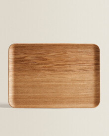 Rectangular non-slip wooden tray