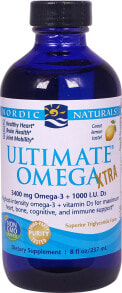 Рыбий жир и Омега 3, 6, 9 Nordic Naturals Ultimate Omega Xtra Lemon Омега-3 из рыбьего жира+витамин D3 для поддержки сердца, мозга и суставов  237 мл