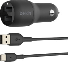 Автомобильное зарядное устройство и адаптер для мобильного телефона Ładowarka Belkin Dual 2x USB-A 2.4 A (CCE001bt1MBK)