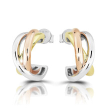 Ювелирные серьги elegant silver tricolor hoop earrings M23090