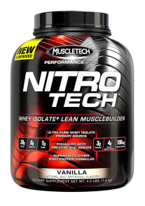 Сывороточный протеин MuscleTech Nitro Tech Сывороточный изолят + смесь для роста сухой мышечной массы, ванильный вкус 1.8 кг