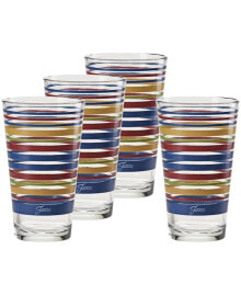 Fiesta bright Stripes 16-Ounce Tapered Cooler Glass, Set of 4