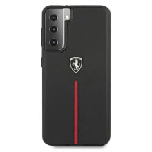 FERRARI FEOSIHCS21MBK S21+ G996 Off Track Leather Nylon Stripe phone case