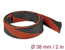 Комплектующие для телекоммуникационных шкафов и стоек deLOCK 20753, Cable sleeve, Polyester, Black, Red
