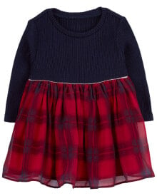 Baby Long-Sleeve Plaid Dress