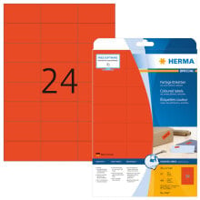 Купить бумага для печати HERMA GmbH: HERMA Coloured Labels A4 70x37 mm red paper matt 480 pcs. - Red - Rectangle - Removable - Paper - Matte - Laser/Inkjet