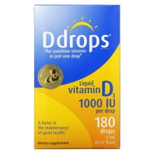 Витамин D Ddrops, Жидкий витамин D3, 1000 МЕ, 0,17 жидких унций (5 мл)