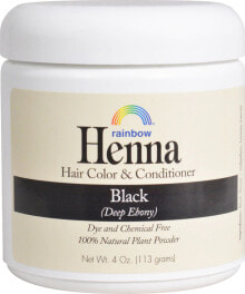 Краска для волос rainbow Research Henna Hair Color and Conditioner Black Deep Ebony Натуральная краска и кондиционер для волос, оттенок глубокий черный  113 г