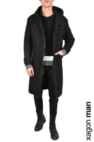 Мужские пальто Мужское пальто черное с капюшоном Xagon Man Plaszcz "Carau"