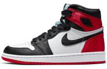 Jordan Air Jordan 1 Retro High Satin Black Toe 黑脚趾 红丝绸 高帮 复古篮球鞋 女款 / Кроссовки Nike Air Jordan 1 Retro High Satin Black Toe (W) (Белый, Красный, Черный)