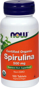 Водоросли NOW Spirulina Сертифицированная органическая спирулина 500 мг 100 таблеток