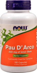Растительные экстракты и настойки NOW Pau D' Arco Кора муравьиного дерева 500 мг 100 растительных капсул