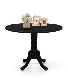 Costway rustic Dining Table Wooden Dining Table with Round Tabletop & Curved Trestle Legs