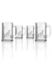 Rolf Glass heron Beer Mug 16Oz- Set Of 4 Glasses
