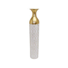 Floor vase Alexandra House Living White Golden Metal 15 x 86 x 15 cm