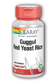 Витамины и БАДы для сердца и сосудов Solaray Guggul and Red Yeast Rice Гуггул и красный дрожжевой рис поддержки здоровой сердечно-сосудистой системы 60 веганских капсул