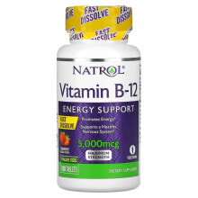 Vitamin B-12, Fast Dissolve, Maximum Strength, Strawberry, 5,000 mcg, 100 Tablets