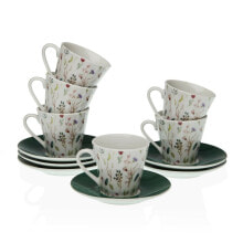 Set of Mugs with Saucers Versa Sansa Porcelain 5,8 x 6 x 5,8 cm Coffee (12 Pieces)