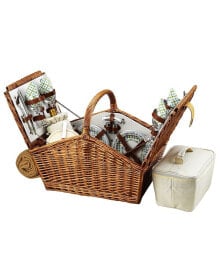 Huntsman English-Style Willow Picnic Basket for 4 with Blanket