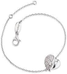 Браслеты серебряный браслет Сердце с крылышком ангела и цирконами ERB-LILHEARTWIN