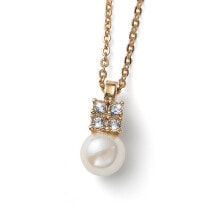 Ювелирные колье beautiful gilded necklace with pearl Again 12266G