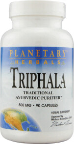 Жиросжигатели Planetary Herbals Triphala Трифала смесь трех индийских травяных фруктов: харада, амла и бехада для тонизирования толстой кишки 500 мг 90 капсул