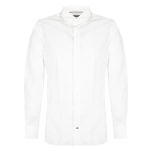 Мужские классические рубашки мужская рубашка белая однотонная с длинным рукавом приталенная классическая   Tommy Hilfiger