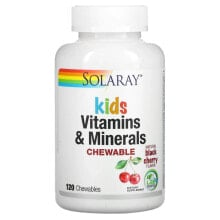Витамины и БАДы для детей Solaray, Kids Vitamins & Minerals, Chewable, Natural Black Cherry, 120 Chewables