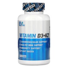 Витамин К eVLution Nutrition, витамины D3 и К2, 60 вегетарианских капсул