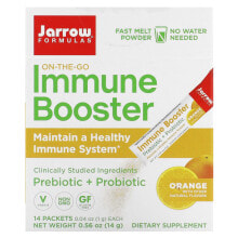 Пребиотики и пробиотики jarrow Formulas, On-The-Go Immune Booster, апельсин, 14 пакетиков по 1 г (0,04 унции)