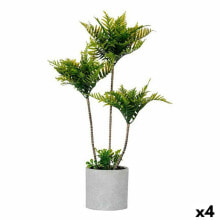 Decorative Plant Palm tree 20 x 70 x 20 cm Grey Cement Green Plastic (4 Units)