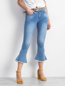 Женские джинсы клеш со средней посадкой укороченные синие Factory Price