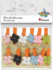 Декоративные элементы и материалы для детского творчества Titanum Ozdoba drewniana Klamerki kwiatki mix 12szt
