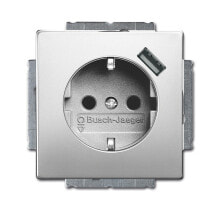 Smart sockets, switches and frames bUSCH JAEGER 2011-0-6166 - CEE 7/3 + USB - 2P+E - 5 - 35 °C - Silver - IP20 - 250 V