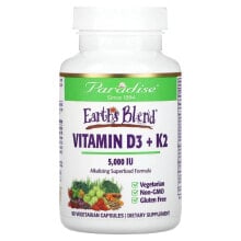 Витамин D paradise Herbs, Earth's Blend, Vitamin D3 + K2, 5,000 IU, 90 Vegetarian Capsules