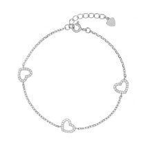 Купить женские браслеты-цепочки AGAIN Jewelry: Romantic silver bracelet with hearts AJNR0021