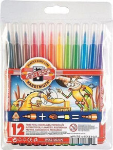 Фломастеры для рисования для детей koh I Noor felt tip pens 12 brush colors